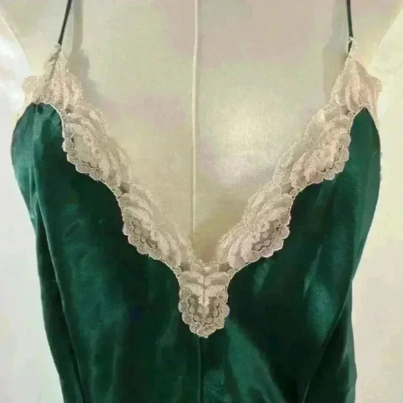 VINTAGE 80’S VAL MODE EMERALD GREEN CHEMISE SLEEPWEAR SIZE M - Picture 2 of 9